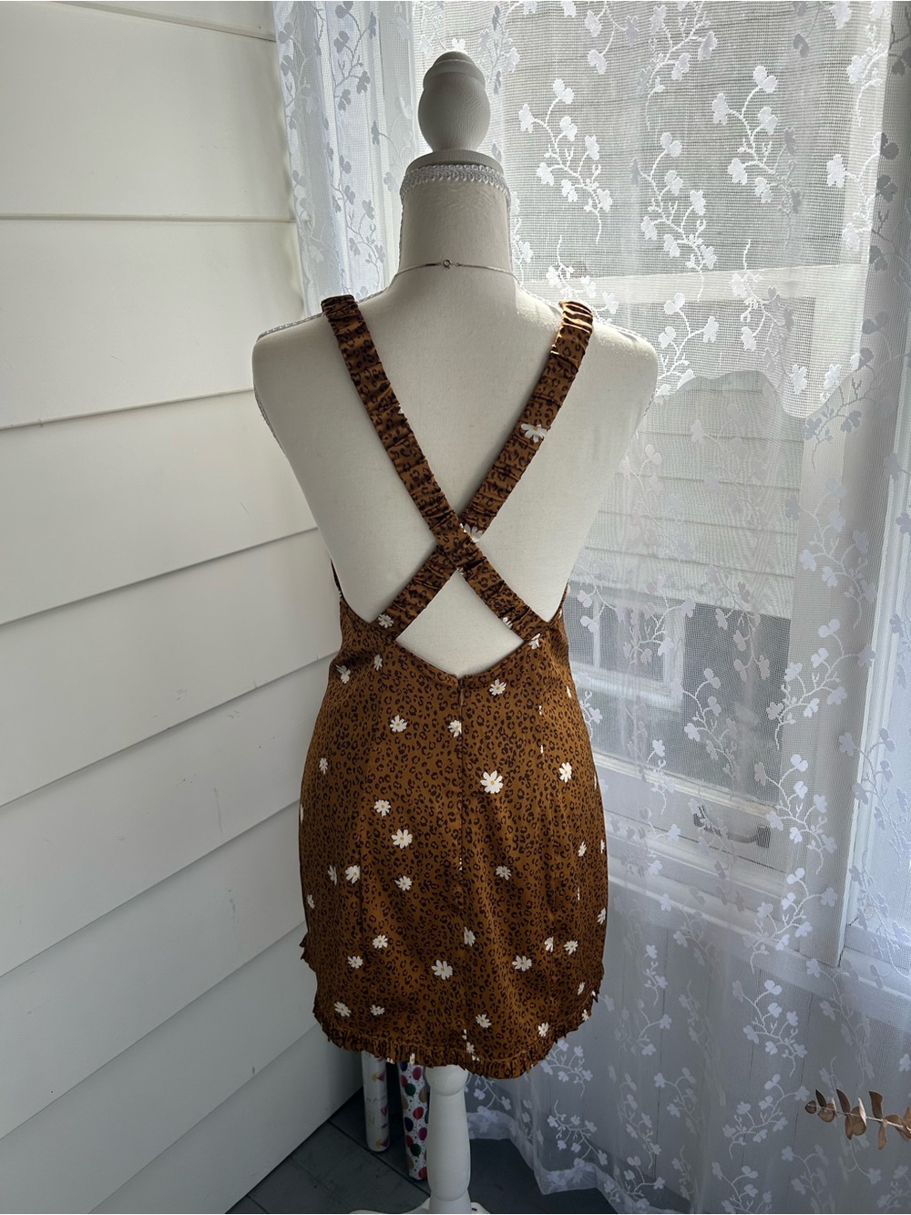 For Love & Lemons Brown Floral Smocked Mini Dress - Picture 3 of 5